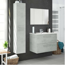 Dmora - Alexandria Column Cupboard, Bathroom Cabinet with 2 Doors, Wall Cabinet with 2 Shelves, 30 x 25 x 150 cm, Concrete Grey