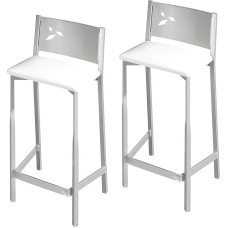 ASTIMESA Two 60cm White Faux Leather Kitchen Stools