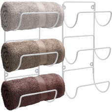 Sorbus Towel Rail Set - Wall Mounted Storage Organizer for Towels, Washcloths, Towels, Bedding, Ideal for Bathroom, Spa, Salon, Modern Design, Set of 2 (White)