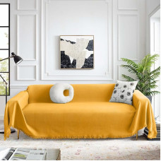 MEETSKY Sofabezug für Sektionalsofa-Set, Couchbezüge für 3 Kissen, Couchüberzüge für Hundesofa, Schonbezüge für Sofas, Überwurfüberzüge (XXL, 231,1 x 340,4 cm, Gelb)