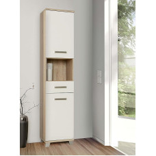 FORTE Veris Side Cabinet with 2 Doors and 1 Drawer, Wood Composite, Sonoma Oak Combined with White High Gloss, 40.2 x 186.82 x 34.8 cm