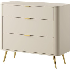 Selsey Chest of Drawers, White, 84 x 93 x 38 cm, Elegant Drawer Chest of Drawers with Golden Metal Feet, Ideal for Bedroom/Living Room, 3 Drawers with Plastic Gliders, Minimalist Design