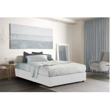 Talamo Italia - Maria Double Bed, Container Bed with Fabric Cover, 100% Made in Italy, Front Opening, Suitable for Mattress Cm 160 x 200 cm, White