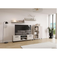 Per la vita Cabinet Wall Cashmere Colour Oslo - Modern Shelf Living Room Set in Cashmere Colour - Modern Furniture with Integrated Living Room Cabinet, TV Cabinet & Wall Shelf x 2