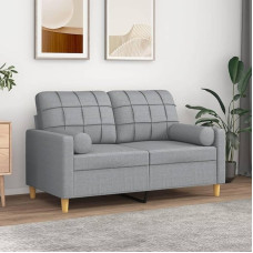 3200774 2-vietė sofa su dekoratyvinėmis pagalvėlėmis šviesiai pilka 120 cm audinys, Sofos ir kušetės, Sofa svetainė, Sofa paauglių kambariui, Sofa poilsiui, Sofa miegamajam, Miegamojo sofa, Minkšta sofa