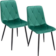 JUMI Modern Set of 2 PIADO Dining Room Chairs - 44 x 89 x 52 cm, Dining Room Chairs, Living Room, Bedroom, Office Chairs Without Armrests - Desk Chair, Dressing Table Chair - Metal Legs (Green)