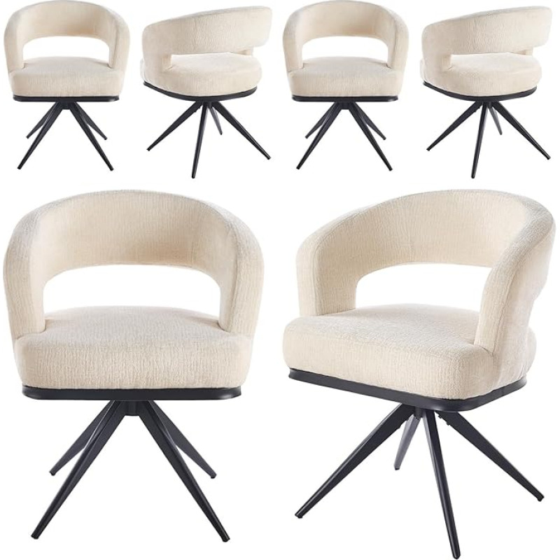 6 valgomojo kambario kėdžių rinkinys, pasukamas: Patogios valgomojo kėdės su metaliniu rėmu, skirtos valgomajam, virtuvei, biurui, itin didelės 360° pasukamos kėdės su automatiniu atstatymu, patogios valgomojo kėdės su metaliniu rėmu, skirtos valgomajam, 