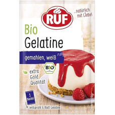 RUF Organic Ground Gelatine, Extra Gold Quality, Gelatin from Pig from Controlled Organic Cultivation, 1 Bag Equivalent to 6 Sheets of Gelatin, Gluten-Free, 3 x 9 g