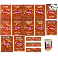 Barilla Integrale Variety Mix - 15 × 500g Whole Grain Durum Wheat Pasta (Fusilli, Penne Rigate, Casarecce, Tortiglioni, Cellentani, Farfalle, Mezze Penne, Linguine, Spaghetti) + Italian Gourmet Polpa