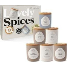 Potluck Curry Night 6 Spice Mixtures in Ceramic Pot Vegan, Gluten-Free and with Natural Ingredients
