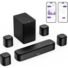 ULTIMEA 7.1ch Soundbar with Dolby Atmos, TV Soundbar with Subwoofer and 4 Surround Speakers, 3D Home Cinema Surround Sound System, HDMI eARC, Bluetooth 5.3, App, Home Theatre Sound System, Aura A60