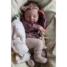 Zero pam Reborn Baby Girl 19 colių 48 cm Reborn lėlė su plaukais Lifelike Reborn lėlės, pagamintos iš audinio kaip tikras kūdikis Dovanų rinkiniai mergaitėms