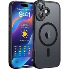 GeeKe For iPhone 16 Case for Magsafe, Full Camera Protection, Shockproof, Scratch-Resistant, Translucent Back, Magnetic Mobile Phone Case for iPhone 16, Black123