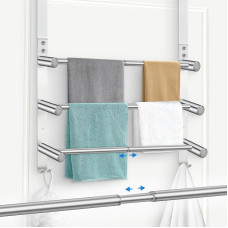 Mittimiya Extendable 44-75 cm Towel Rail Door with 3 Towel Rails, Stainless Steel Towel Holder, No Drilling, Extendable Towel Rail for Bathroom