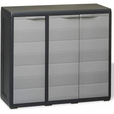 Mengtu Sodo spintelė su 2 lentynomis Įrankių stoginė Patio spintelė Spintelė Sodo namelis Namų ūkio spintelė Juoda ir pilka 97 x 38 x 87 cm Sodo baldai