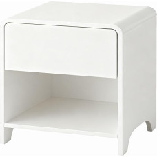 Naktinis staliukas su stalčiumi, baltas, 50 x 47 x 39 cm, naktinė spintelė prie lovos 