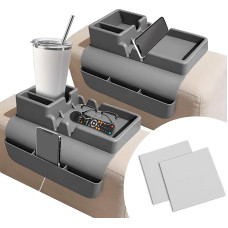 Couch-Becherhalter, große rutschfeste Couch-Becherhalter mit Seitentasche, Silikon-Armlehnen-Organizer für Snacks, Fernbedienung, Telefon, Obst, Geschenk für Weihnachten, Thanksgiving, 2 Stück