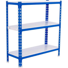 Simonrack Simonclick Sunkiasvorių lentynų blokas 90 x 80 x 40 cm Metalinės lentynos Rūsio lentynos Lenkimo taškas 180 kg 3 lentynos Mėlyna/balta