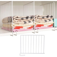 LIKEUDO Pack of 3 White Metal Wardrobe Shelf Dividers Kitchen Shelf Divider Shelf System Bedroom Wardrobe Divider Wardrobe Shelf Divider