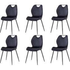 JZGORC Set of 6 Dining Chairs, Upholstered Chairs, Living Room Chairs, Dutch Velvet Fabric and Metal Legs, Black