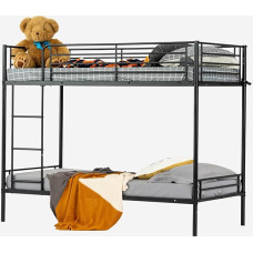 MEUBLE COSY 2 vietų dviaukštė lova 90 x 190 cm Metalinis lovos rėmas vaikams ir suaugusiesiems Pramoninio stiliaus juodas
