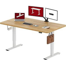 SANODESK 160 x 60 cm aukščio reguliuojamas rašomasis stalas su atminties funkcija, elektrinis stovimas stalas namų biurui, ergonomiškas modernaus dizaino kompiuterio stalas su keturių dalių stalviršiu - klevas
