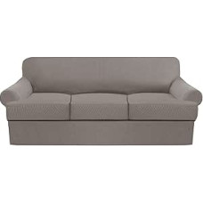 GAMUKAI 4 sofų užvalkalų rinkinys, T formos pagalvėlių užvalkalai sofoms, minkšti baldų užvalkalai su 3 atskiromis T formos pagalvėlėmis (Taupe, sofa)