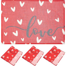 UTHCLO 4 Stück Tischsets Valentinstag Herzform 30X45cm Waschbare Platzsets Tischmatten für Esstisch Küche Party Dekoration