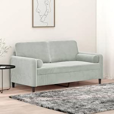 LAPOOH 3200881 2 vietų sofa su dekoratyvinėmis pagalvėlėmis, šviesiai pilka, 140 cm, aksomas, poilsio sofa, sofos ir kušetės, relaksacinė sofa, svetainės sofa, sofa, kušetė