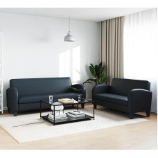 Fasba 2-TLG. Sofos komplektas Kunstleder Schwarz, Polstersofa Moderne Relax-Couch für Wohnzimmer Schlafzimmer Hobbyraum275227