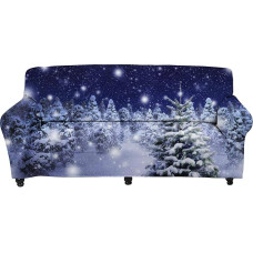 Jeiento Stretch Sofa Cover Kalėdų spausdintos sofos dangteliai Loveseat Slipcovers už 2 pagalvėlės sofos sofos elastinga universali baldų apsauga mėlyna