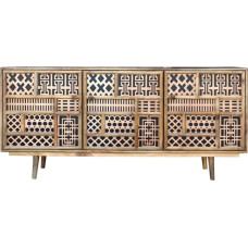 invicta INTERJERAS Marakešo masyvo komoda 160 cm Mango mediena su dekoru Boho stiliaus komoda