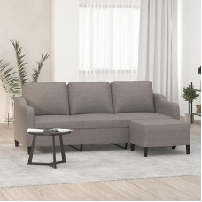 3-Sitzer Schlafsofa mit Hocker Taupe 198 x 77 x 80 cm Stoffbezug 100% Polyester Robuster Holz-Metall-Rahmen Modernes Design für Wohnzimmer Jugendzimmer Balkon