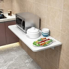 Wandklapptisch für Waschküche, Küchen-Esstisch, an der Wand montierte klappbare Werkbank, umwandelbarer Computerarbeitsplatz, Arbeitstisch für Home-Office, Garage, Kellerbar, weiß