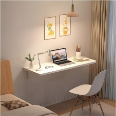 Platzsparender Klapptisch zur Wandmontage, Schreibtisch für kleine Räume, idealus Zuhause, Büro, Waschküche, Garage und Keller, weißes Holz (100 x 30 cm)