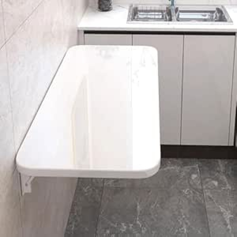 Wandmontierter Klapptisch für Waschküche und Home Office, funktionaler Hängeschreibtisch für Computerarbeitsplatz und Arbeitszimmer, weiß, 90 x 50 cm