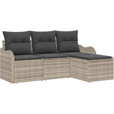 Gartensofa-Set mit Speicher 4 vnt Hellgrau Poly-Rattan Gartenmöbel Modelis3354321