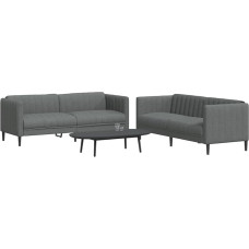 2-TLG. Sofagarnitur Dunkelgrau Stoff Gemütliche Sofagarnitur mit strapazierfähigem Stoff und stabilem Design für Wohnzimmer