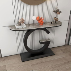 Konsolentisch aus Kunstmarmor mit Metallrahmen, Elegante Flur- und Wohnzimmermöbel