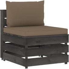 Fasba Modulares Mittelsofa mit Kissen Grau Imprägniertes Holz, Polstersofa Moderne Relax-Couch für Wohnzimmer Schlafzimmer Hobbyraum3068128