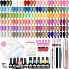 VANREESA U V Nail Polish Set, Gel Nails Starter Set with 48 W U V/LED Nail Lamp, 35 Colours, Gel Nails Set with Professional Electric Nail Cutter, Red, Pink, Blue, Manicure Starter Kit, Gift for Women
