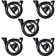 UAYESOK Walkie Talkie Earphones Radio Headset D Headphones with PTT Microphone for 2 Pin Motorola CP040 DP1400 GP68 GP88 GP300 CT150 XT420 XT460 HYTERA PD405 PD505 (Pack of 5)