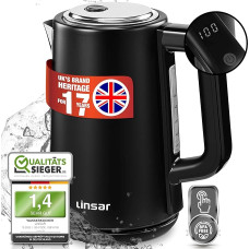 1,7 litro talpos nerūdijančio plieno virdulys su jutikline funkcija, palaikymo šiltuoju vandeniu funkcija, 5 temperatūros nustatymais, kalkių nuosėdų filtru, automatiniu išsijungimu ir skaitmeniniu ekranu - 2200 W (juodas)