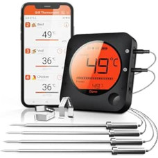 BFOUR Grill Bluetooth Thermometer Roasting Thermometer with Timer, 4 Temperature Sensors Probes Digital Grill Thermometer Backlight LED Display Instant Read.