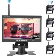 Rear View Camera Set with 7 Inch LCD Monitor and 120° Wide Angle Rear View Camera, IP67 Waterproof, 18IR Night Vision, Wireless Reversing Cameras for Truck/Trailer/Bus/Van/Agriculture (12-24 Volt)
