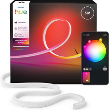 Hue Neon Outdoor 5 Metre Multicoloured LED Light Strip, 1100 lm, Vibrant Colours and Ambience, Flexible Outdoor Lighting, Chromasync Colour Mixing, Weatherproof, Low Voltage, App and Voice Control