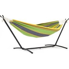 Mondeer Hammock with Hammock Frame, Double Cotton with Frame for 2 People, Portable Outdoor & Indoor Patio Yard Garden, Load Capacity up to 200 kg, Green