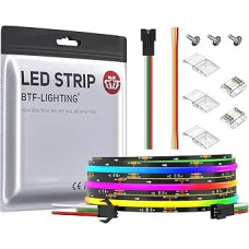 BTF-LIGHTING COB RGB IC FCOB SPI RGB Flexible High Density Black PCB LED Strip WS2811 IC LED Strip 3M 720LEDs/m DC12V IP30 Chasing Colour DIY Decoration (Controller and Power Supply Not Included)