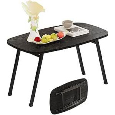 Folding Coffee Table OvalTea Table End Table Sofa Table for Living Room with Sturdy Metal Legs,Black