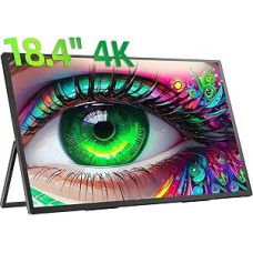UPERFECT 18 colių 4K QLED nešiojamasis monitorius su 3840 x 2160 UHD ekranu, integruotas USB C mini HDMI laikiklis, skirtas kompiuteriui, nešiojamajam kompiuteriui, mobiliajam telefonui, XBO jungikliui, PS4/5, metalinis korpusas, nešiojamasis ekranas, VES